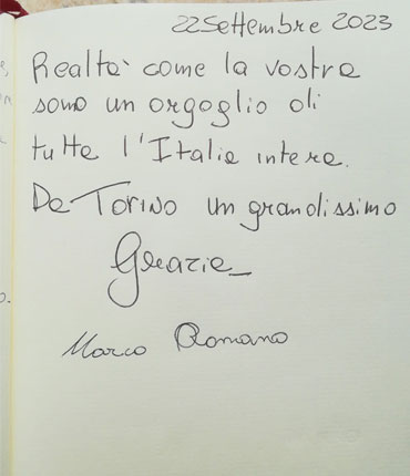 ..realtà come la vostra sono un orgoglio di tutta l'Italia...