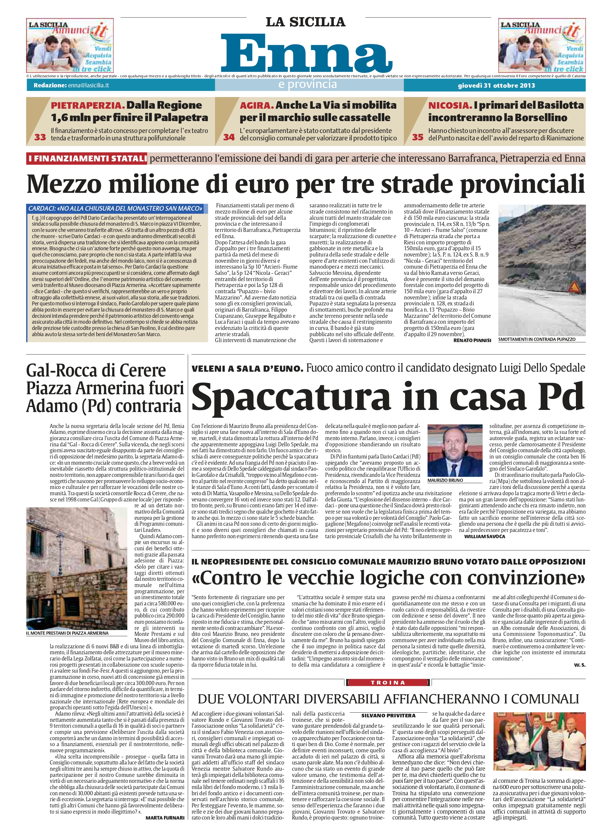 Troina: due volontari disabili affiancheranno i comunali.